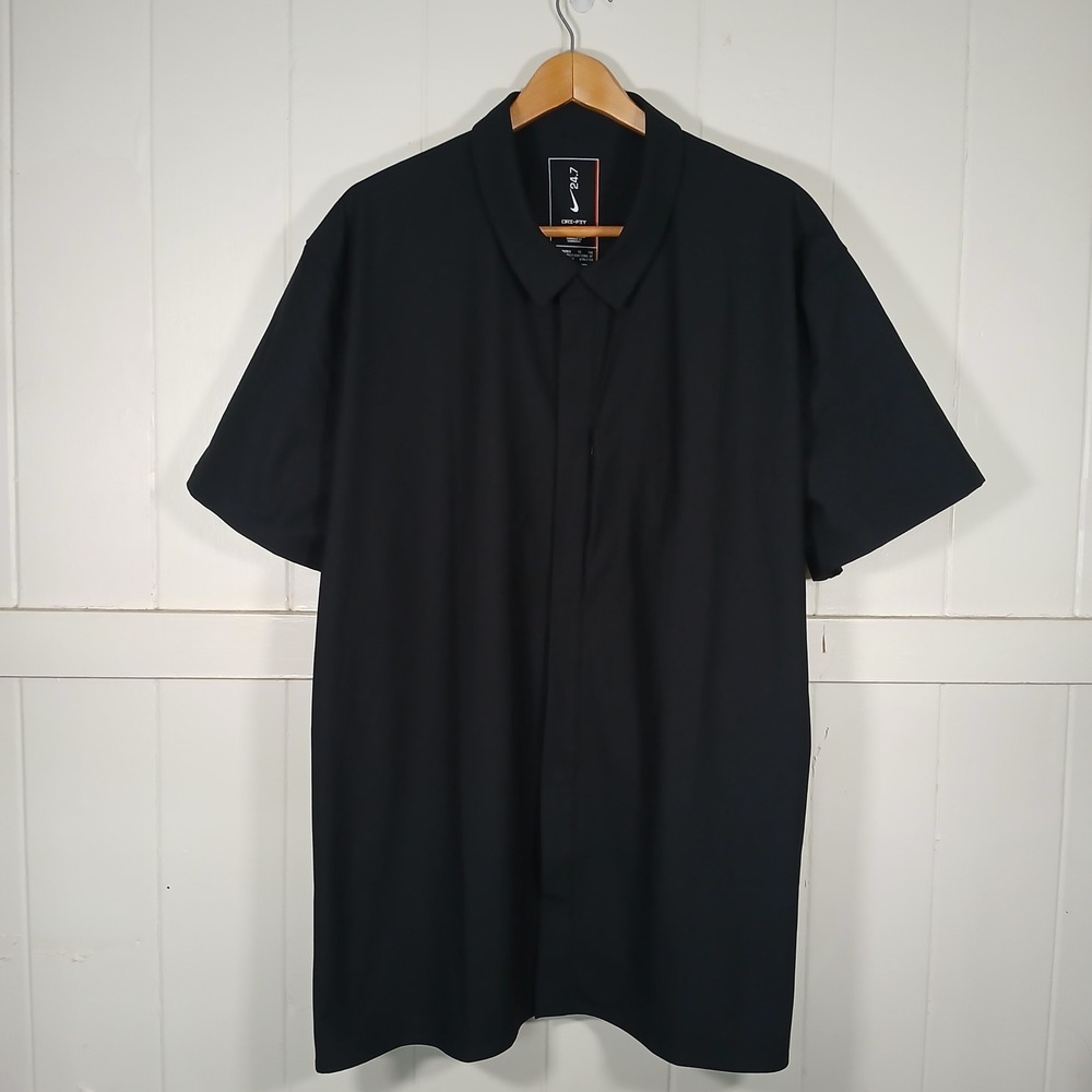 Nike 24.7 Snap PerfectStretch Shirt Men 3XL Black Dri-FIT UV Short Sleeve HQ6958